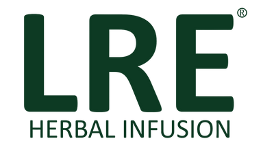LRE Herbal Infusion logo with green text on a white background